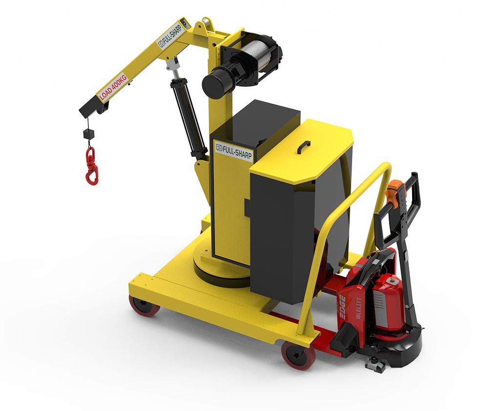 Xe cẩu điện 400kg Full-Sharp vận hành trong nhà máy